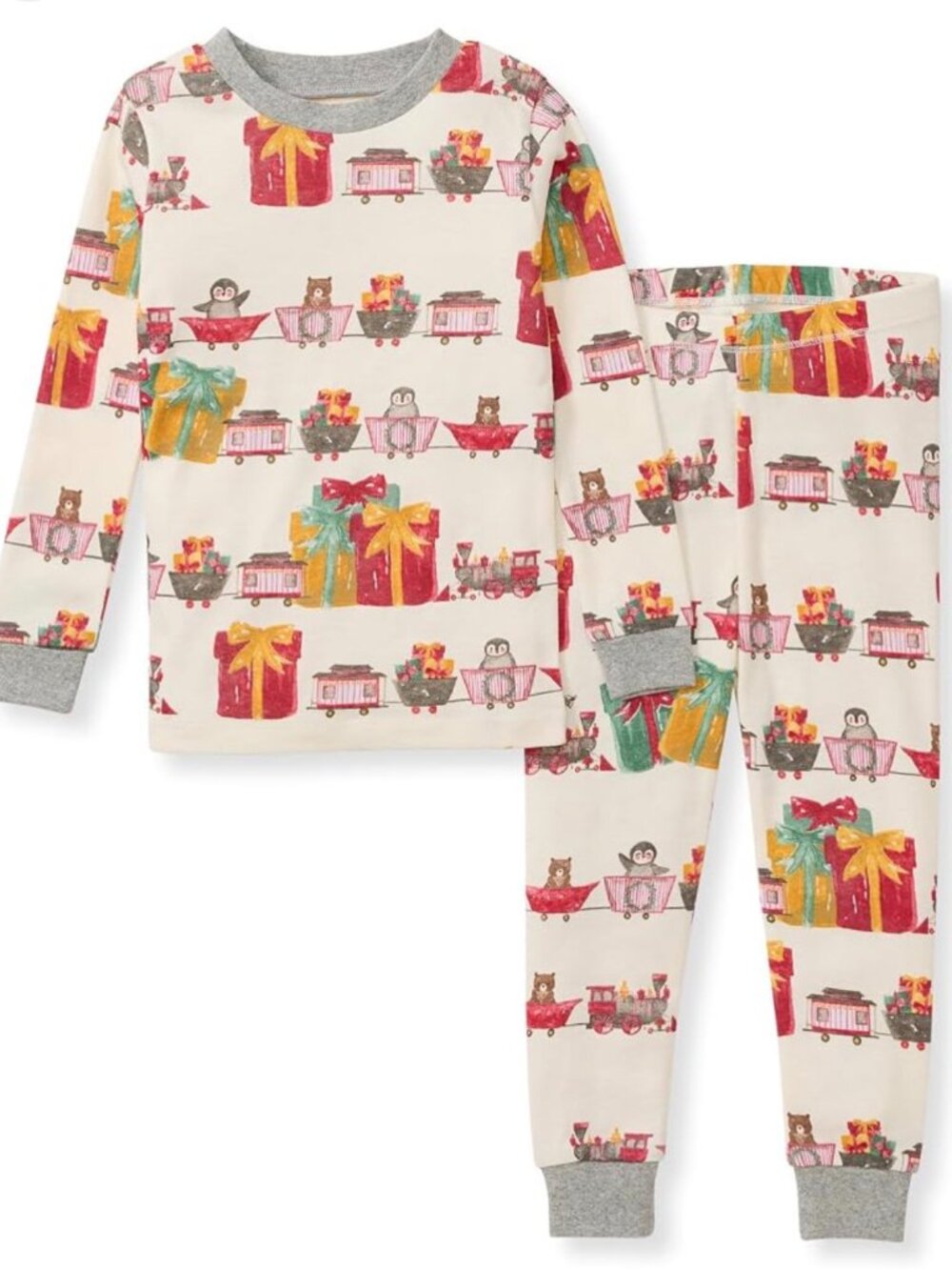 Burts Bee Kids Christmas Train Organic Cotton Pajama Set 8Y